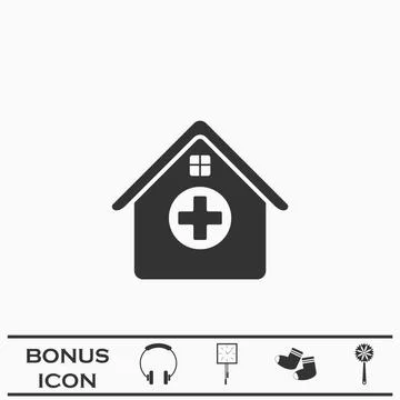Hospital icon flat Illustrazione stock