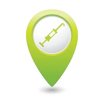 Hospital icon pointer green Stock Illustration
