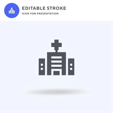 Hospital icon vector, filled flat sign, solid pictogram isolated on white, lo Illustrazione stock