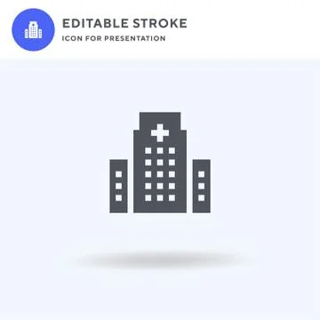 Hospital icon vector, filled flat sign, solid pictogram isolated on white, lo Stock Illustration