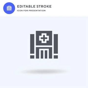 Hospital icon vector, filled flat sign, solid pictogram isolated on white, logo Stock Illustration