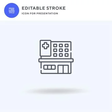 Hospital icon vector, filled flat sign, solid pictogram isolated on white, logo Illustrazione stock