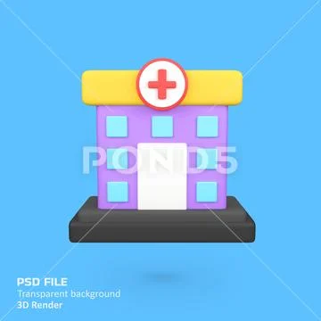 Hospital isolated 3d render icon illustration PSD Template