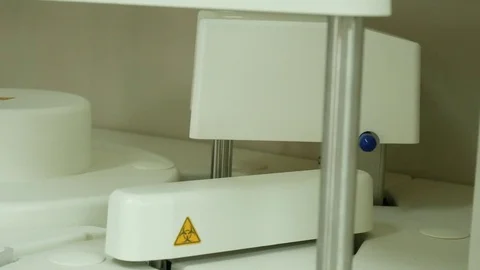 Hospital laboratories, automatic biochemical analyzer.running test Stock Footage 81193168