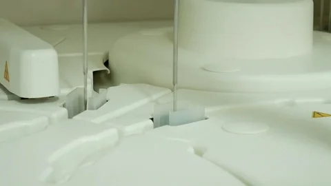 Hospital laboratories, automatic biochemical analyzer.running test Stock Footage 81193727