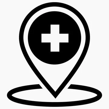 Hospital location icon. Stock Illustration