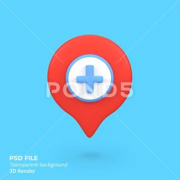 Hospital location symbol isolated 3d render icon illustration Plantilla PSD