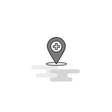 Hospital location Web Icon. Flat Line Filled Gray Icon Vector Stock Illustration