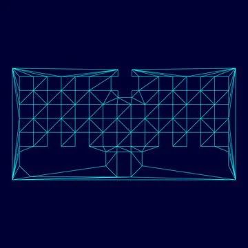 Hospital low poly triangulation triangulated polygonal electric cyan blue v.. Ilustración de archivo