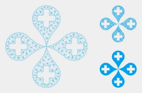 Hospital Map Markers Vector Mesh Carcass Model and Triangle Mosaic Icon Illustrazione stock