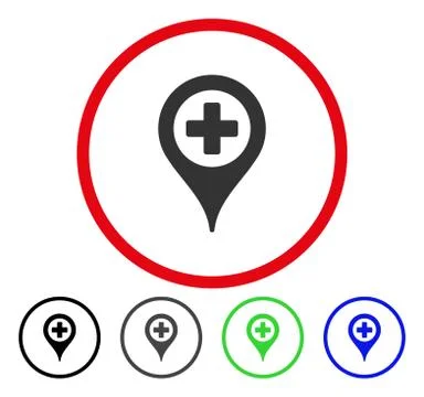 Hospital Map Pointer Rounded Vector Icon イラスト素材
