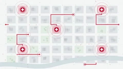 Hospital Network Map Visualization Emergency Route Mapping Medical Stock Footage 347416035