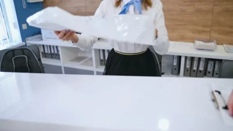 In hospital at reception desk Stock Footage 133033341