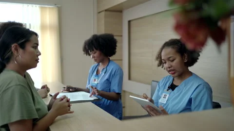 Hospital reception desk. Stock Footage 182004304