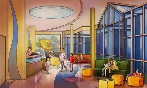 Hospital Reception Stock Illustration