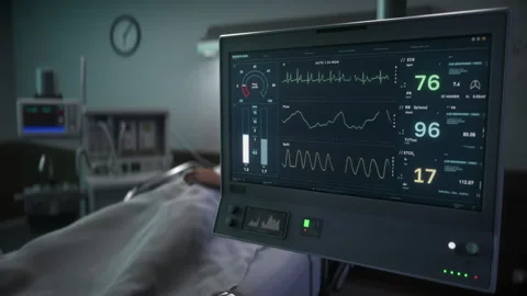 Hospital Respiratory Support Machine Keeps Ill Patient Alive In Emergency Ward Stock Footage 279681118