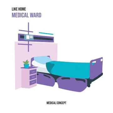 Hospital room. A bed with a bedside table Stock Illustration