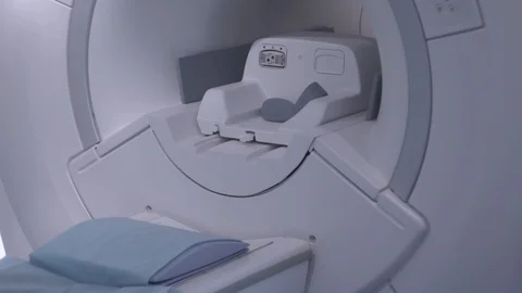 Hospital room with tomograph. An empty MRI, CT, PET scanner. Video stock 101478581