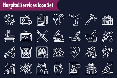 Hospital Services Icon Set Ilustración de archivo