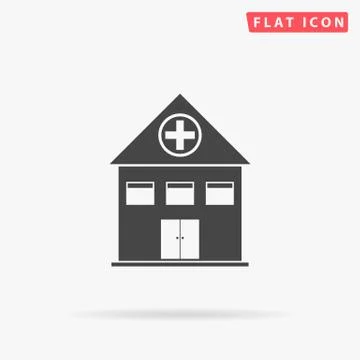 Hospital simple flat icon Illustrazione stock
