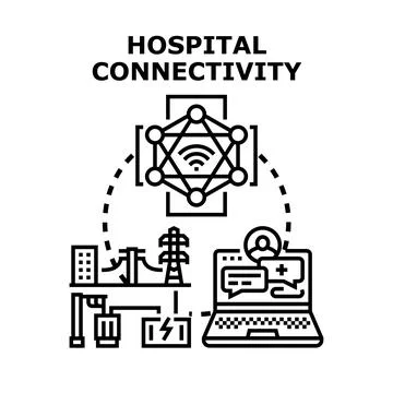 Hospital system connecting patient data and power infrastructure Ilustração Stock