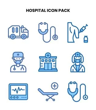 Hospital Two Colour Bundle Icons Pack Ilustración de archivo
