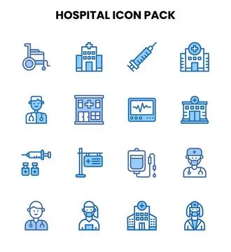 Hospital Two Colour Bundle Icons Pack Ilustración de archivo