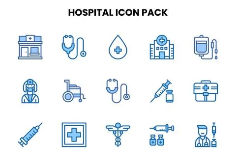 Hospital Two Colour Vector Icons Pack Illustrazione stock