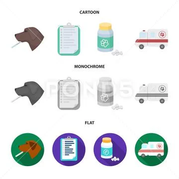 Hospital, veterinarian, dog, thermometer .Vet Clinic set collection icons in Stock Illustration