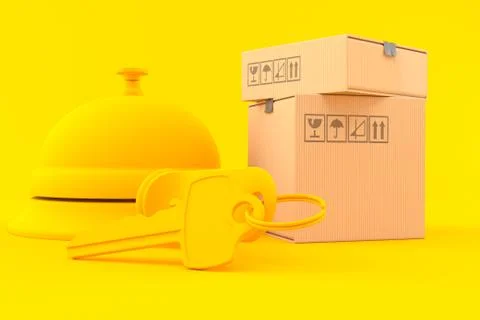 Hospitality background with stack of boxes Illustrazione stock