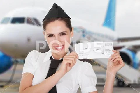 Hospitality hostess presenting a voucher Stock Photos