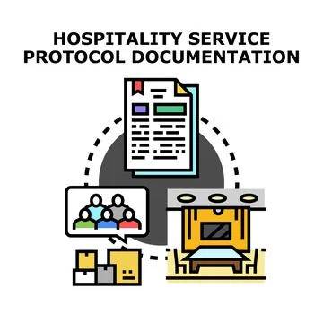 Hospitality service protocol documentation system development process 스톡 일러스트