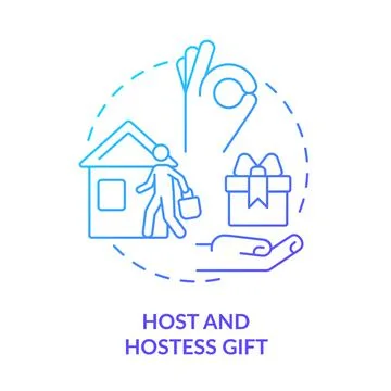 Host and hostess gift blue gradient concept icon Stock Illustration
