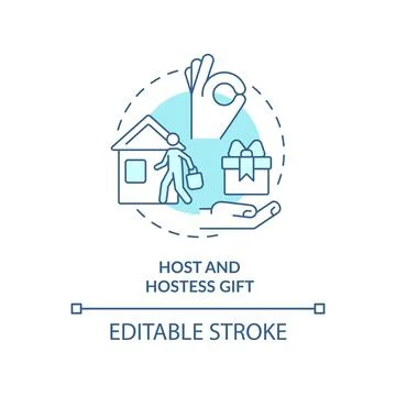 Host and hostess gift turquoise concept icon Stock Illustration