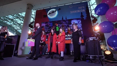 The Host Of The Event Holds A Competition With The Guests Of The Event Stock-Footage 103056951
