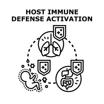 Host immune defense activation protecting human body organs Stock Illustration