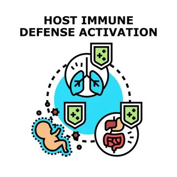 Host immune defense activation protecting human body organs Stock Illustration