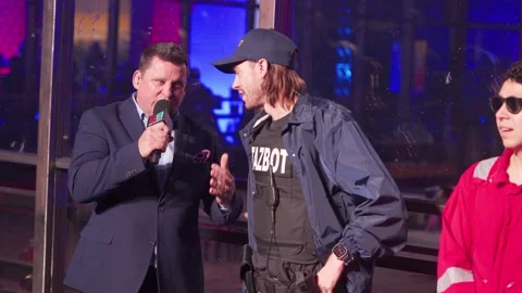 Host Interviewing Participant During Robot-combat Show In Las Vegas, USA Stock Footage 294908966
