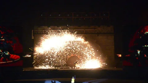 The host is introducing the traditional performance-dashuhua show in Yu County Stock-Footage 35850963