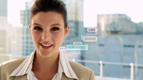 Host smiling mouthing while camera opening labels appearing clustering at lapel Stock Footage 333925199