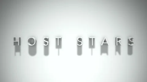 Host Stars 3D title animation with shadows on a white background Stock Footage 296728713