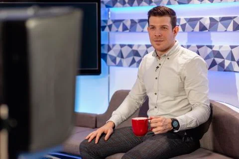 The Host of a TV Show 스톡 사진