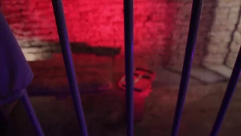 Hostage in prison. Hands in handcuffs Stock Footage 71124279