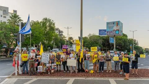 Hostage support protest, during war with Iran, Haifa Stock Photos