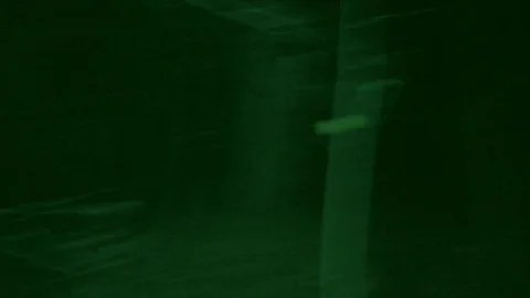 Hostage of terrorists running in night woods Stock Footage 70545649
