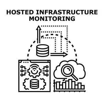 Hosted infrastructure monitoring concept developing a data network イラスト素材