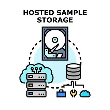 Hosted sample storage data cloud computing concept Stock Illustration