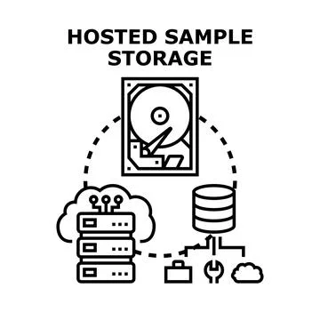 Hosted sample storage data cloud computing concept Illustrazione stock