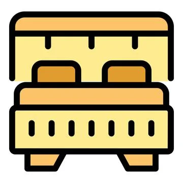Hostel bedroom icon vector flat Stock Illustration