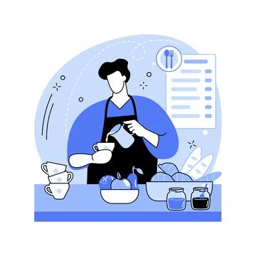 Hostel breakfast isolated cartoon vector illustrations. Illustrazione stock